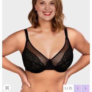 Sheer Lace Underwire Bra in Black - Supportive Everyday Style